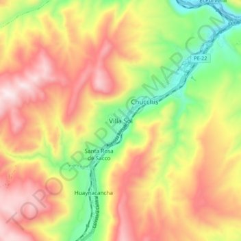 Villa Solの地形図、標高、地勢
