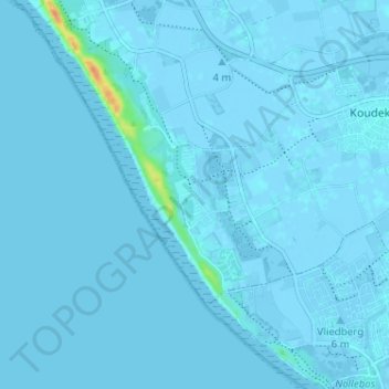 Dishoekの地形図、標高、地勢