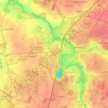 Mirvilleの地形図、標高、地勢