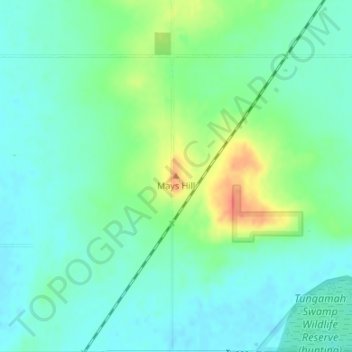 Mays Hillの地形図、標高、地勢