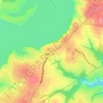 Teckの地形図、標高、地勢