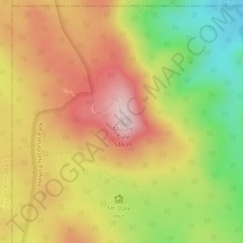 Mt Dale Lookoutの地形図、標高、地勢