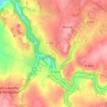 Le Boisの地形図、標高、地勢