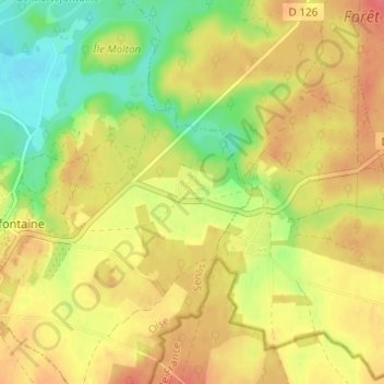 Montabyの地形図、標高、地勢
