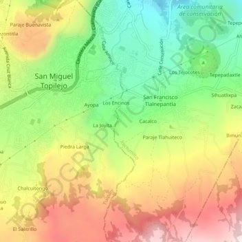 Zacatongoの地形図、標高、地勢