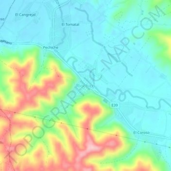 Ríochicoの地形図、標高、地勢