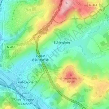 Le Courtil des Sept Mesureの地形図、標高、地勢
