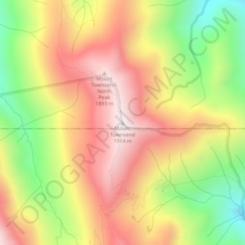 Mount Townsendの地形図、標高、地勢