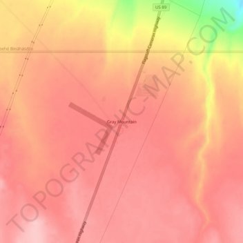 Gray Mountainの地形図、標高、地勢