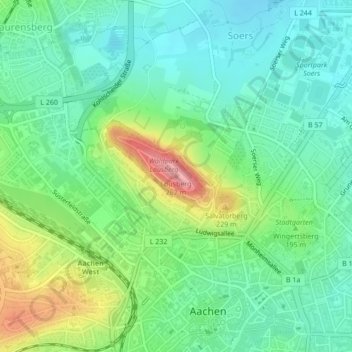 Lousbergの地形図、標高、地勢
