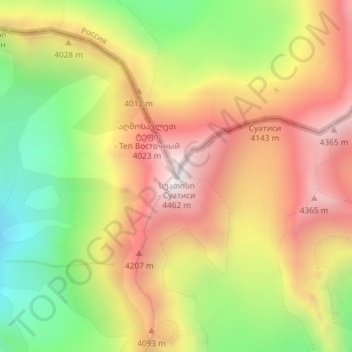 Suatisiの地形図、標高、地勢
