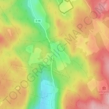 Pré Poncetの地形図、標高、地勢