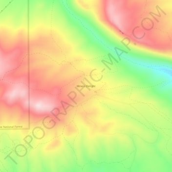Miners Delightの地形図、標高、地勢