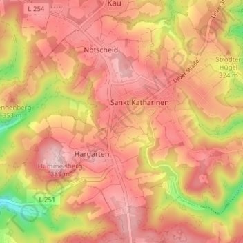 Nollの地形図、標高、地勢