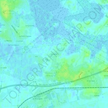 La Tailléeの地形図、標高、地勢