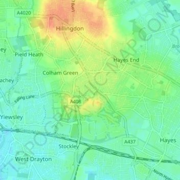 Gould's Greenの地形図、標高、地勢