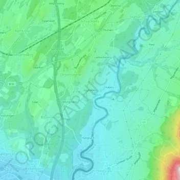 Egghaldenの地形図、標高、地勢