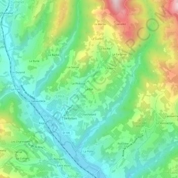 Lachalの地形図、標高、地勢