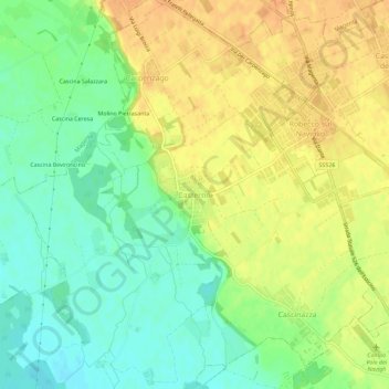 Casternoの地形図、標高、地勢