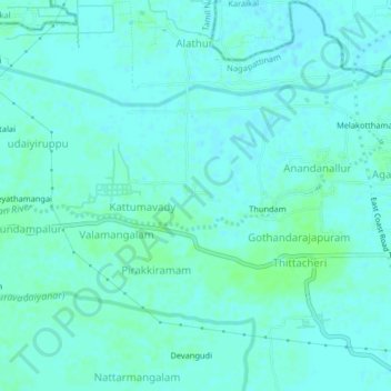 Thandalamの地形図、標高、地勢