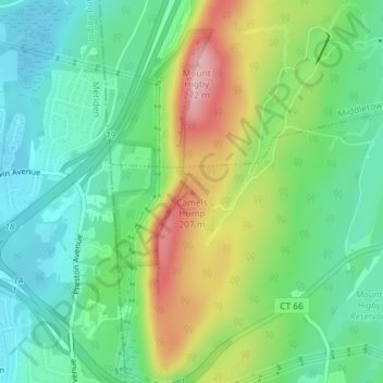 Camels Humpの地形図、標高、地勢