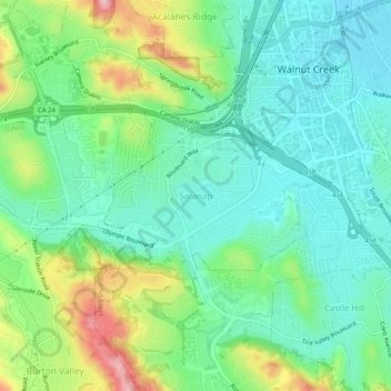 Saranapの地形図、標高、地勢