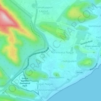 Endadaの地形図、標高、地勢