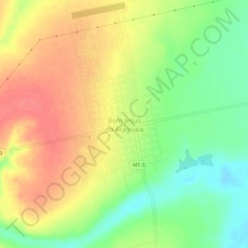 Bom Jesus do Araguaiaの地形図、標高、地勢
