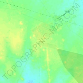 Dugganの地形図、標高、地勢