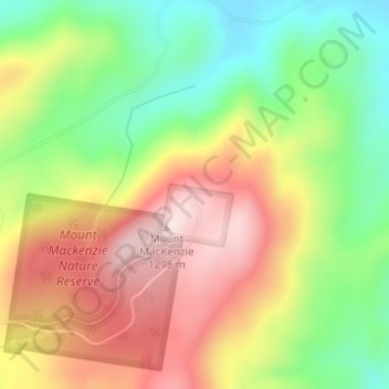 Mount Mackenzie Lookoutの地形図、標高、地勢
