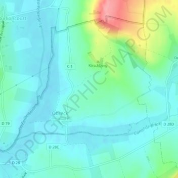 Crèmeの地形図、標高、地勢