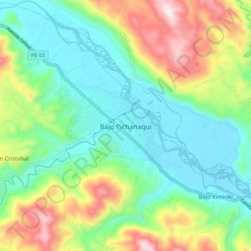 Pichanakiの地形図、標高、地勢