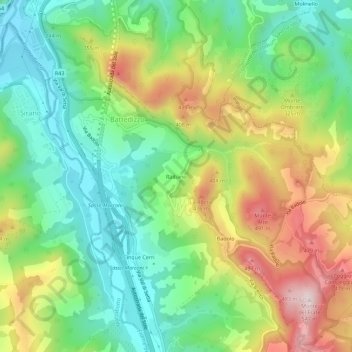Raibanoの地形図、標高、地勢