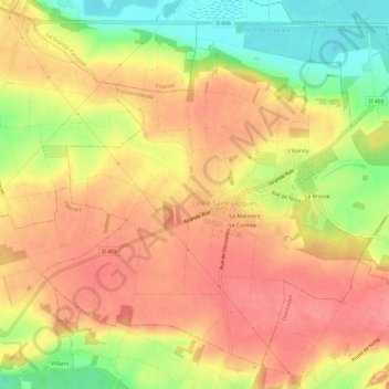 L'Orme Nochetの地形図、標高、地勢