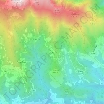 Leusoの地形図、標高、地勢