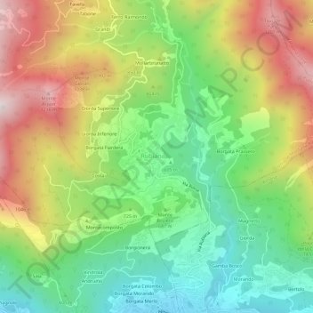 Borgata Bugnoneの地形図、標高、地勢