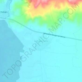 La Estanzuelaの地形図、標高、地勢
