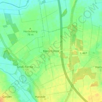 Klein Försteの地形図、標高、地勢