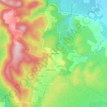 Le Petit Brahicの地形図、標高、地勢