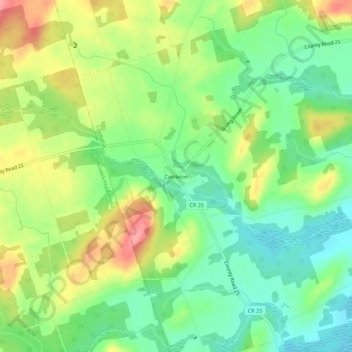Castletonの地形図、標高、地勢