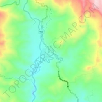 Kuyaの地形図、標高、地勢