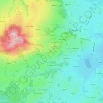 Straßの地形図、標高、地勢