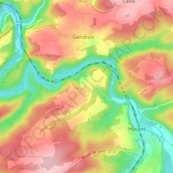 Herhetの地形図、標高、地勢