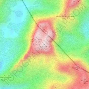 Feuertalbergの地形図、標高、地勢