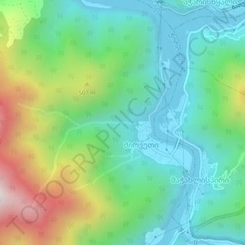 Mirveti Waterfallの地形図、標高、地勢
