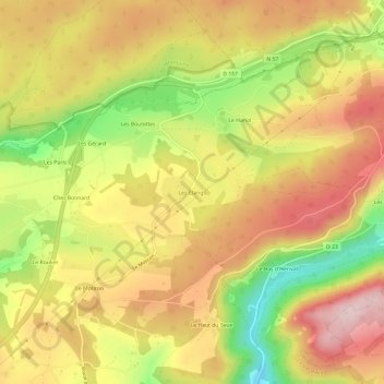 Les Étangsの地形図、標高、地勢