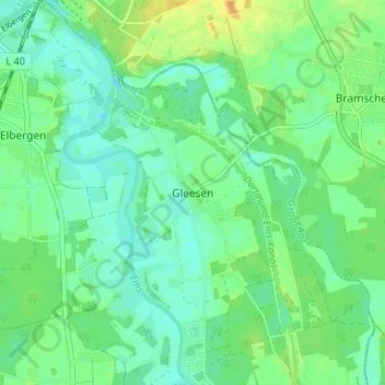 Gleesenの地形図、標高、地勢