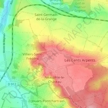 Chatronの地形図、標高、地勢