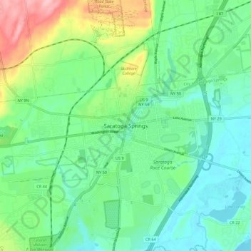 Saratoga Springsの地形図、標高、地勢