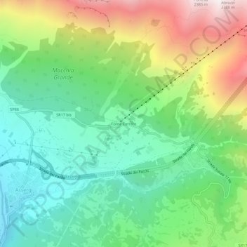 Fonte Cerretoの地形図、標高、地勢